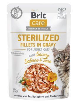 Корм влажный для стерилизованных кошек Brit Care Cat Sterilized филе в соусе с лососем и тунцом, пауч, 85 г BC_101044 фото