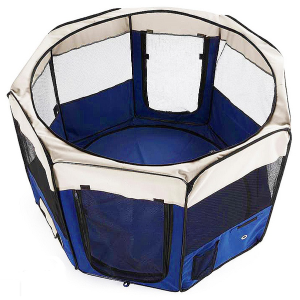 Вольєр-манеж для цуценят SENFUL Foldable Pet Play Pen, синій з бежевим SDT3025_4 фото