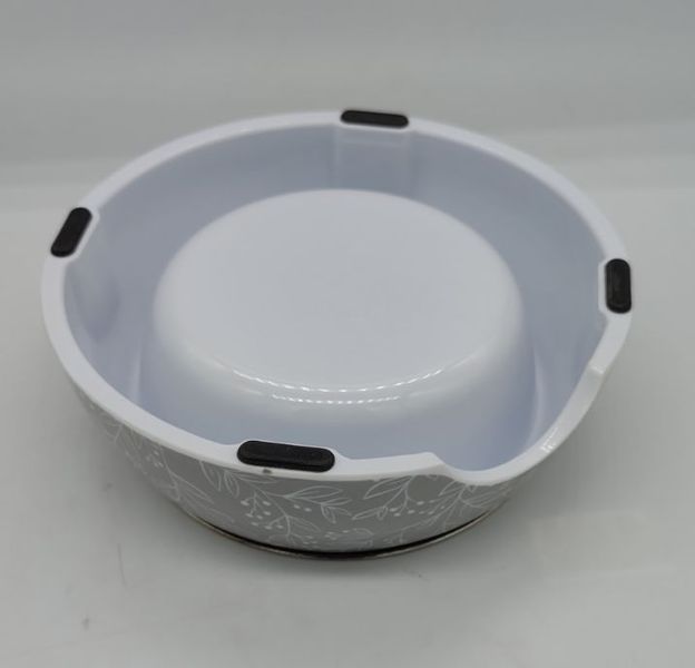 Меламиновая миска с чашей из нержавеющей стали Derby AH005 Grey Leaves AH005-S5 фото