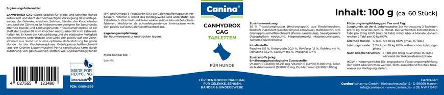 Витамины для собак крупных пород Canina &laquo;Canhydrox GAG&raquo; 60 таблеток, 100 г (для суставов) 123490 A фото