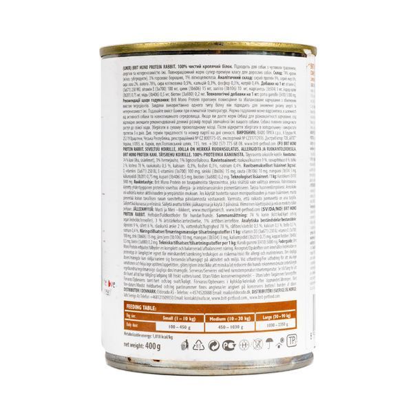 Влажный корм Brit Mono Protein Rabbit для собак, с кроликом, 400 г 100835/100061/9797 фото