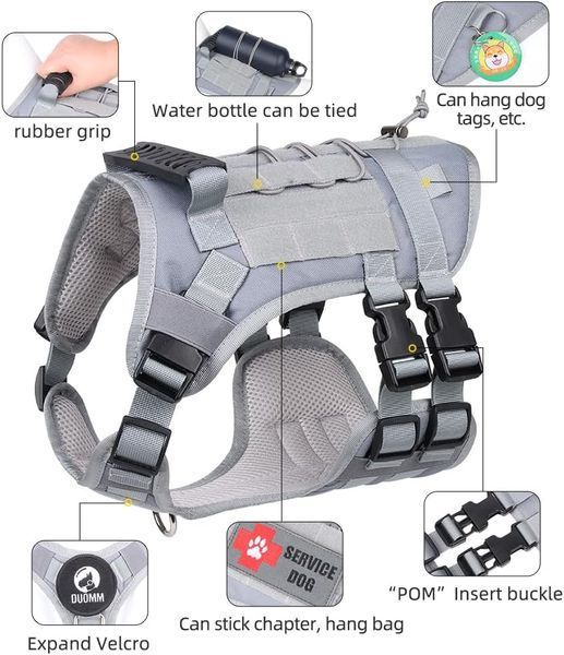 Нейлоновый тактический жилет для собак Nylon Heavy Duty Dog Tactical Vest Grey HK-HP-66-M фото