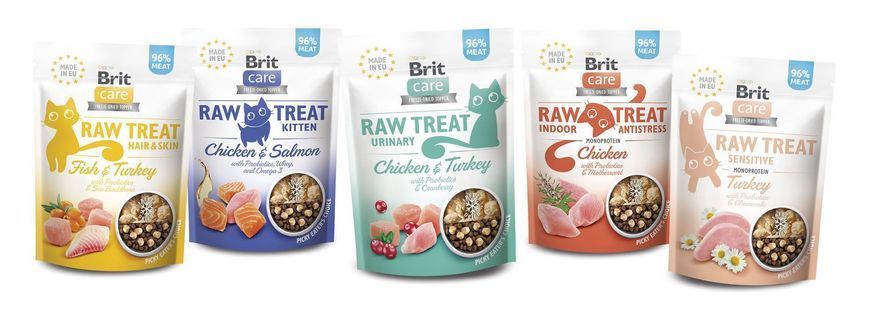 Ласощі для котів Brit Raw Treat Hair & Skin Freeze-dried з рибою та індичкою, 40 г BC_112190 фото