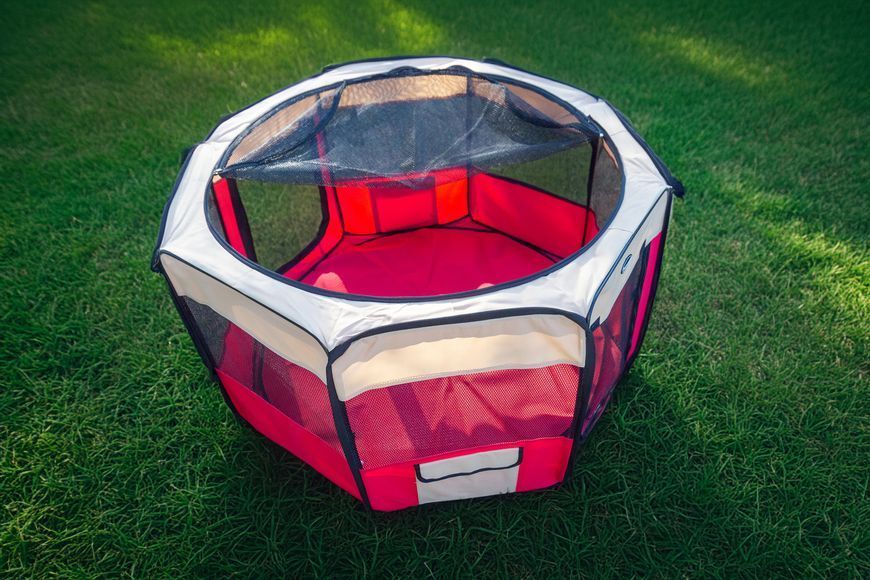 Вольєр-манеж для цуценят SENFUL Foldable Pet Play Pen, червоний з бежевим SDT3025_6 фото
