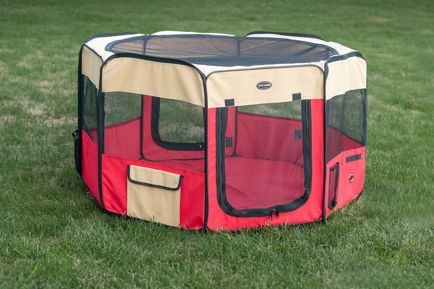 Вольєр-манеж для цуценят SENFUL Foldable Pet Play Pen, червоний з бежевим SDT3025_6 фото