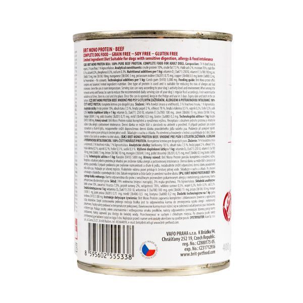 Влажный корм Brit Mono Protein Beef для собак, с говядиной, 400 г 100831/100057/9766 фото