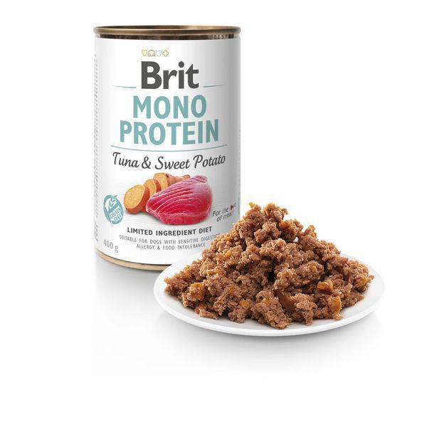 Вологий корм Brit Mono Protein Tuna & Sweet Potato для собак, з тунцем і бататом, 400 г 100836/100055/9742 фото