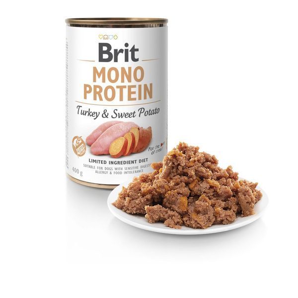 Вологий корм Brit Mono Protein Turkey & Sweet Potato для собак, з індичкою і бататом, 400 г 100837/100056/9759 фото