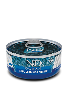 Вологий корм для кішок Farmina N&D Grain OCEAN TUNA, SARDINE & SHRIMP, беззерновий, тунець, сардина, креветка 70 г 179460 фото