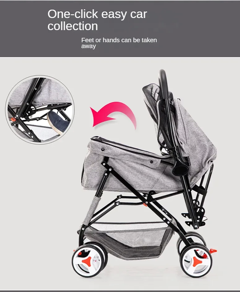 Складний візочок для домашніх тварин Pet Stroller with Storage Basket Blue CWTC848161 фото