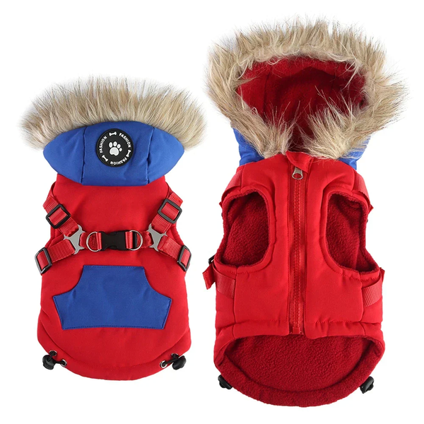 Зимовий жилет для собак з капюшоном та хутром Derby Red/Blue 3TAQ1176-S фото