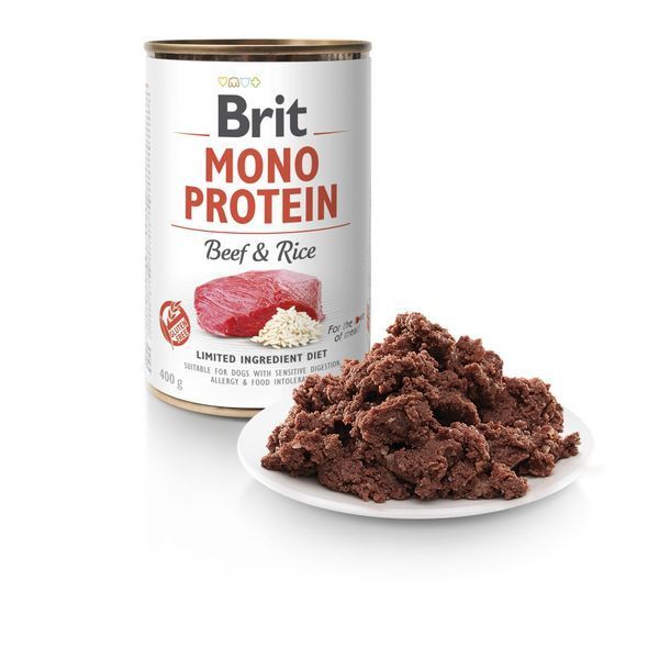 Влажный корм Brit Mono Protein Beef & Rice для собак, с говядиной и рисом, 400 г 100832/100054/9735 фото