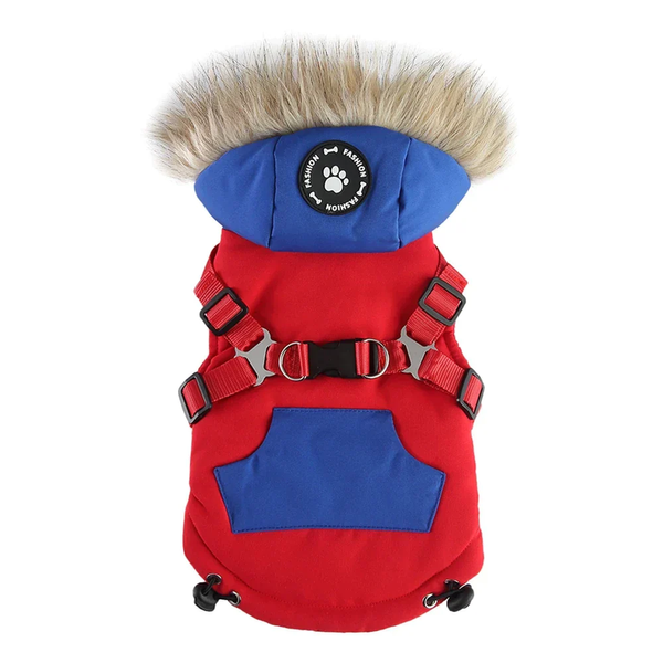 Зимовий жилет для собак з капюшоном та хутром Derby Red/Blue 3TAQ1176-S фото