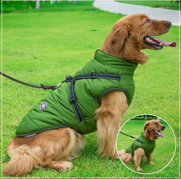 Світловідбиваюча зимова куртка для собак Army Green 4215 0000 90-80-16 фото