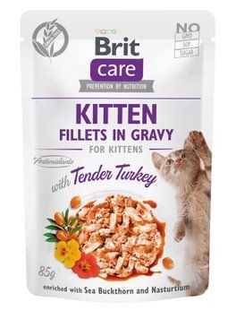 Влажный корм для котят Brit Care Kitten Fillets in Gravy Tender Turkey филе в соусе индейка, 85 г BC_101052 фото