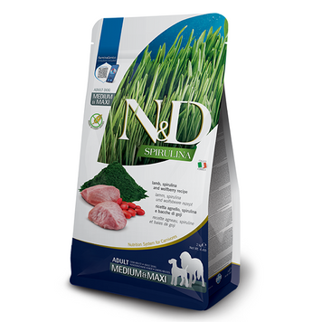 Сухий корм для собак середніх та великих порід Farmina N&D SPIRULINA LAMB ADULT MEDIUM & MAXI з ягням, спіруліною та ягодами годжі 177876 фото