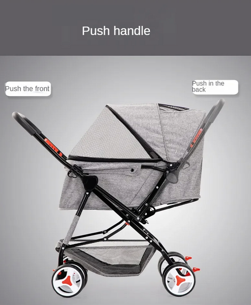 Складная коляска для домашних животных Pet Stroller with Storage Basket Grey CWTC848163 фото