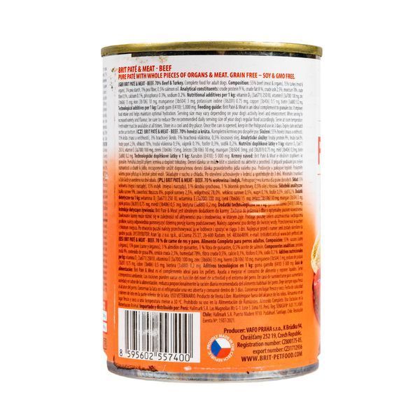 Вологий корм Brit Care Pate & Meat для собак, з яловичиною та індичкою, 400 г 100858/100072/0274 фото