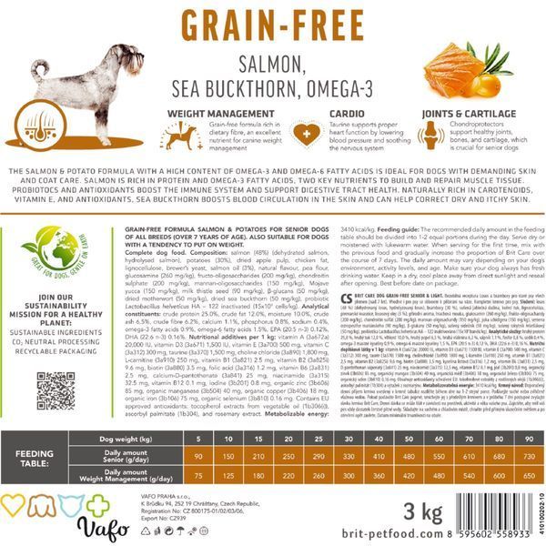 Сухий корм Brit Care Dog Grain-free Senior & Light для старіючих собак, беззерновий з лососем, 1 кг BC_172205 фото