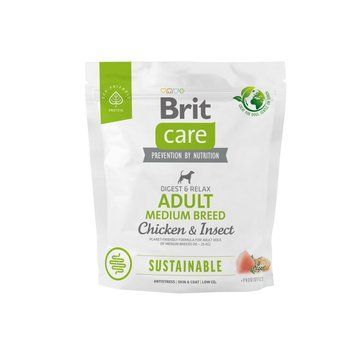 Сухой корм Brit Care Dog Sustainable Adult Medium Breed для собак средних пород, с курицей и насекомыми, 1 кг BC_172175 фото