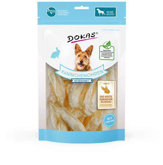 Ласощі для собак Dokas Кролячі вушка без хутра, 70 г 9105667 фото