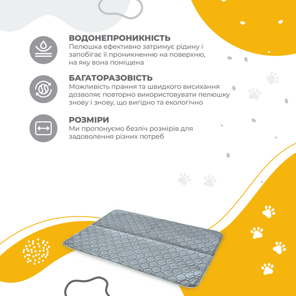 Многоразовая пеленка для собак Pelushka Graphite без антискользящего покрытия ZY-028.1_40х60 см фото