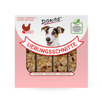 Лакомства для собак Dokas Снеки из кокосовой стружки, черники и куриного сердца, 80 г 9109824 фото