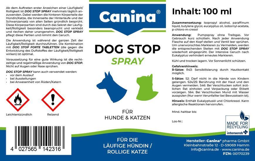 Спрей для кошек и собак Canina &laquo;Dog Stop Forte&raquo; 100 мл (против половой охоты) 142316 AD фото