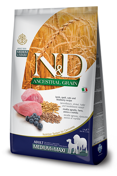 Низькозерновий сухий корм Farmina N&D LOW GRAIN DOG ADULT MEDIUM & MAXI для собак середніх та великих порід (ягня / чорниця) 156383 фото