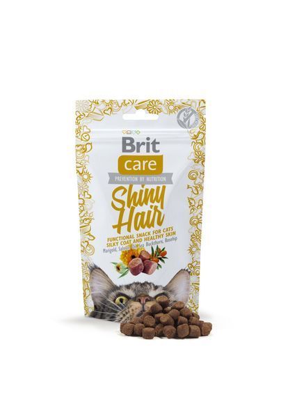Функціональні ласощі Brit Care Shiny Hair з лососем для котів, 50г 111264/1388 фото
