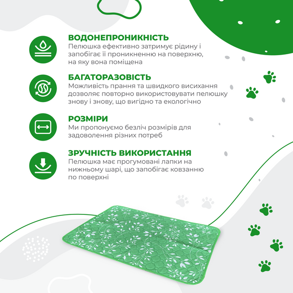 Многоразовая пеленка для собак Pelushka Green Leaf ZY-Green_40х60 см фото