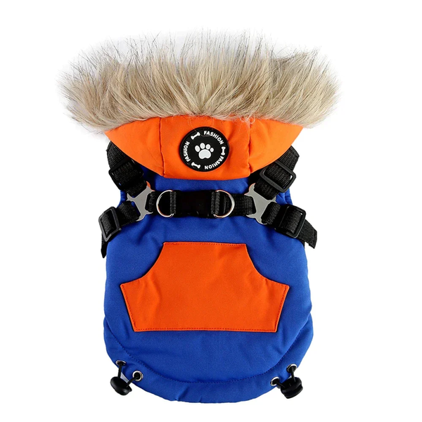 Зимовий жилет для собак з капюшоном та хутром Derby Blue/Orange 3TAQ1177-S фото