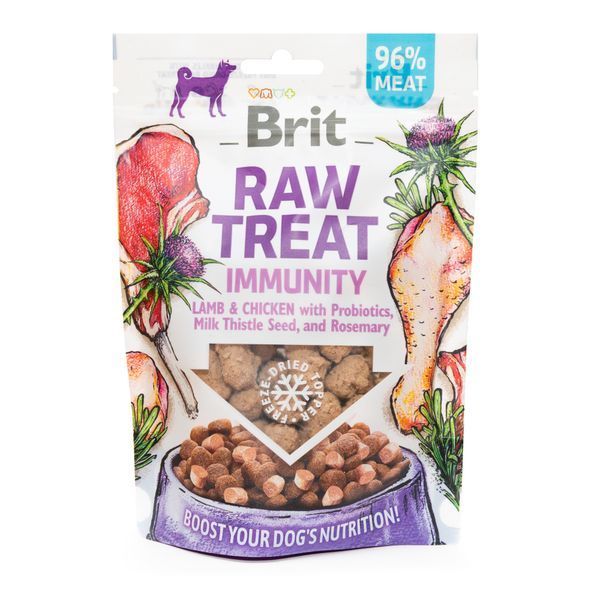 Ласощі для собак Brit Raw Treat freeze-dried Immunity для імунітету, ягня і курка, 40 г BC_112133 фото