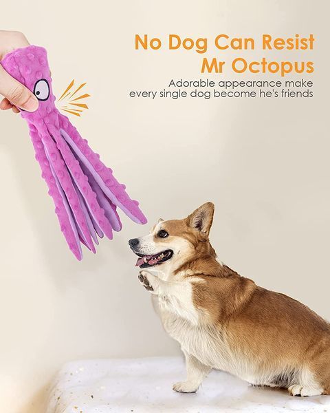 М'яка іграшка для собак Octopus Shaped Crinkle Dog Plush Toy HGB-blue фото