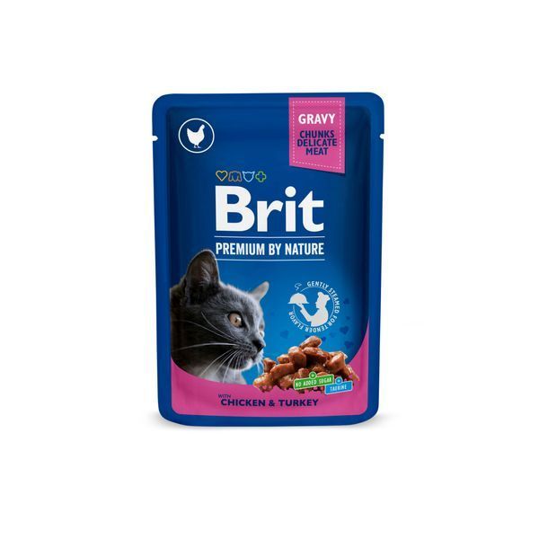 Набор влажных кормов Brit Premium Cat Pouch &laquo;Мясная тарелка&raquo; для котов, 4 шт х 100 г 100277 /506262 фото