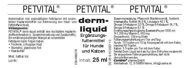 Вітаміни для котів та собак Canina &laquo;PETVITAL Derm-Liguid&raquo; 25 мл (для шкіри та шерсті) 702206 AD фото