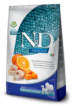 Беззерновий сухий корм Farmina N&D Grain Free OCEAN PUMPKIN для собак середніх і великих порід з тріскою та апельсином 178969 фото
