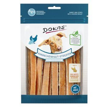 Лакомства для собак Dokas Полоски из кроличьей кожи с куриной грудкой, 120 г 118596 фото