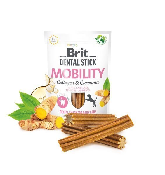 Ласощі для собак Brit Dental Stick Mobility для мобільності суглобів, колаген та куркума, 7 шт, 251 г BC_112103 фото