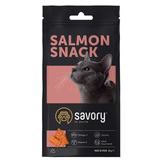 Хрустящие лакомства Savory Snack Подушечки для прихотливых кошек, с лососем, 60 г Savory_31454 фото