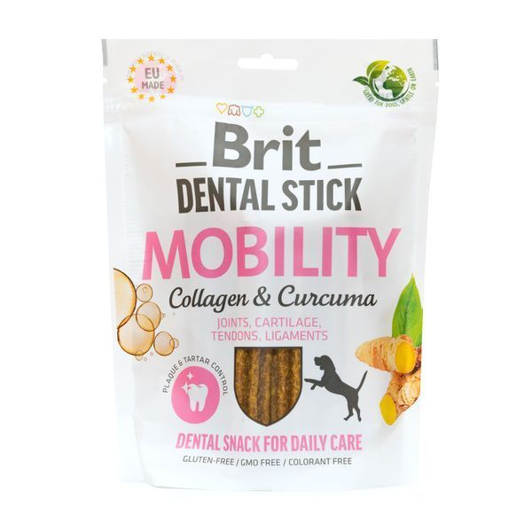 Ласощі для собак Brit Dental Stick Mobility для мобільності суглобів, колаген та куркума, 7 шт, 251 г BC_112103 фото