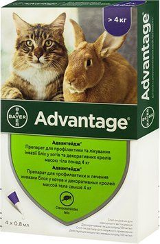 Капли от блох и клещей Elanco Bayer Advantage 80 для кошек свыше 4 кг, 4шт. 54166 фото