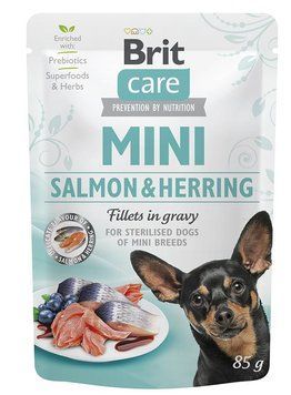 Влажный корм Brit Care Mini для собак, с филе лосося и сельди в соусе, 85 г 100914/100219/4449 фото