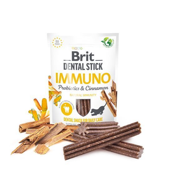 Лакомства для собак Brit Dental Stick Immuno для крепкого иммунитета, пробиотики и корица, 7 шт, 251 г BC_112104 фото