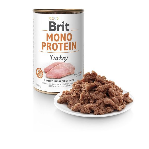 Влажный корм Brit Mono Protein Turkey для собак, с индейкой, 400 г 100838/100060/9780 фото