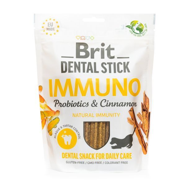 Лакомства для собак Brit Dental Stick Immuno для крепкого иммунитета, пробиотики и корица, 7 шт, 251 г BC_112104 фото