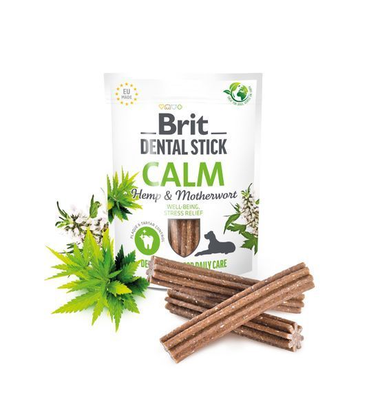 Ласощі для собак Brit Dental Stick Calm заспокійливі, коноплі та пустирник, 7 шт, 251 г BC_112105 фото