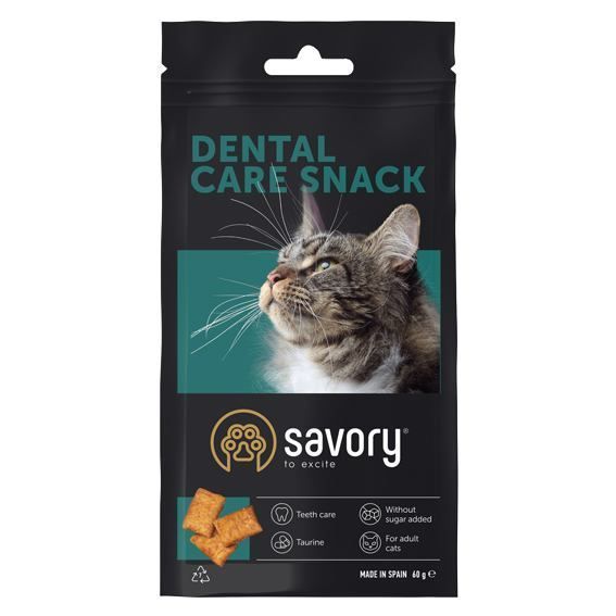 Хрустящие лакомства Savory Snack Подушечки для поощрения кошек, здоровье зубов, 60 г Savory_31478 фото