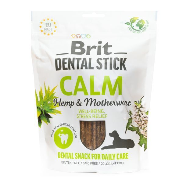 Ласощі для собак Brit Dental Stick Calm заспокійливі, коноплі та пустирник, 7 шт, 251 г BC_112105 фото