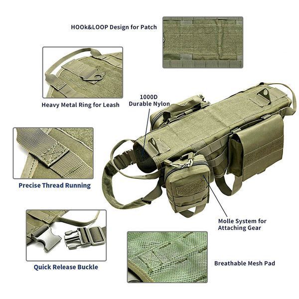 Тактическая шлея-жилет Derby Heavy Duty для собак с сумками для дрессировки HK-HP-44-01 фото